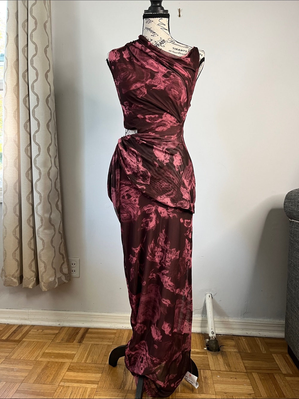 Floral Romantic ASOS Design Mesh drape Off shoulder Maxi Dress Womens 0